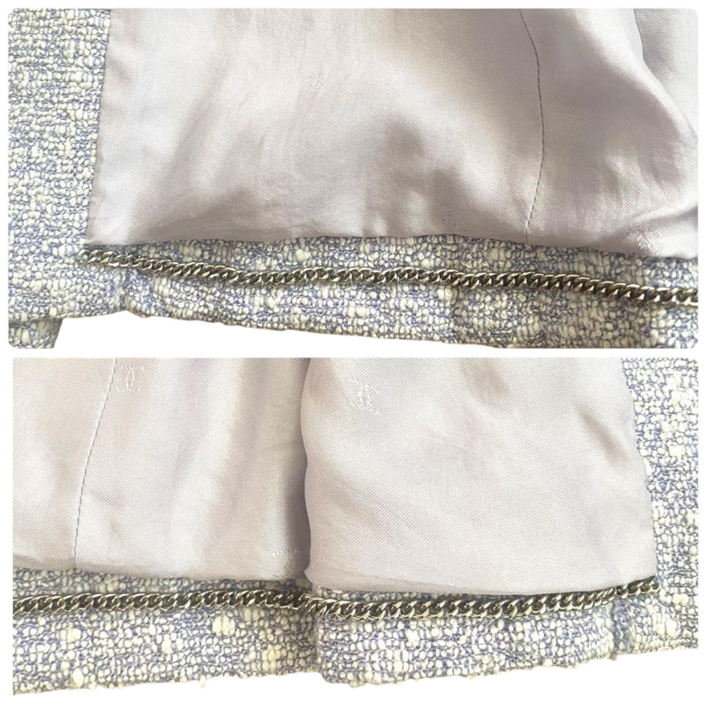 CHANEL 98P Mixed Tweed Jacket & Skirt Set Lavender Size 38