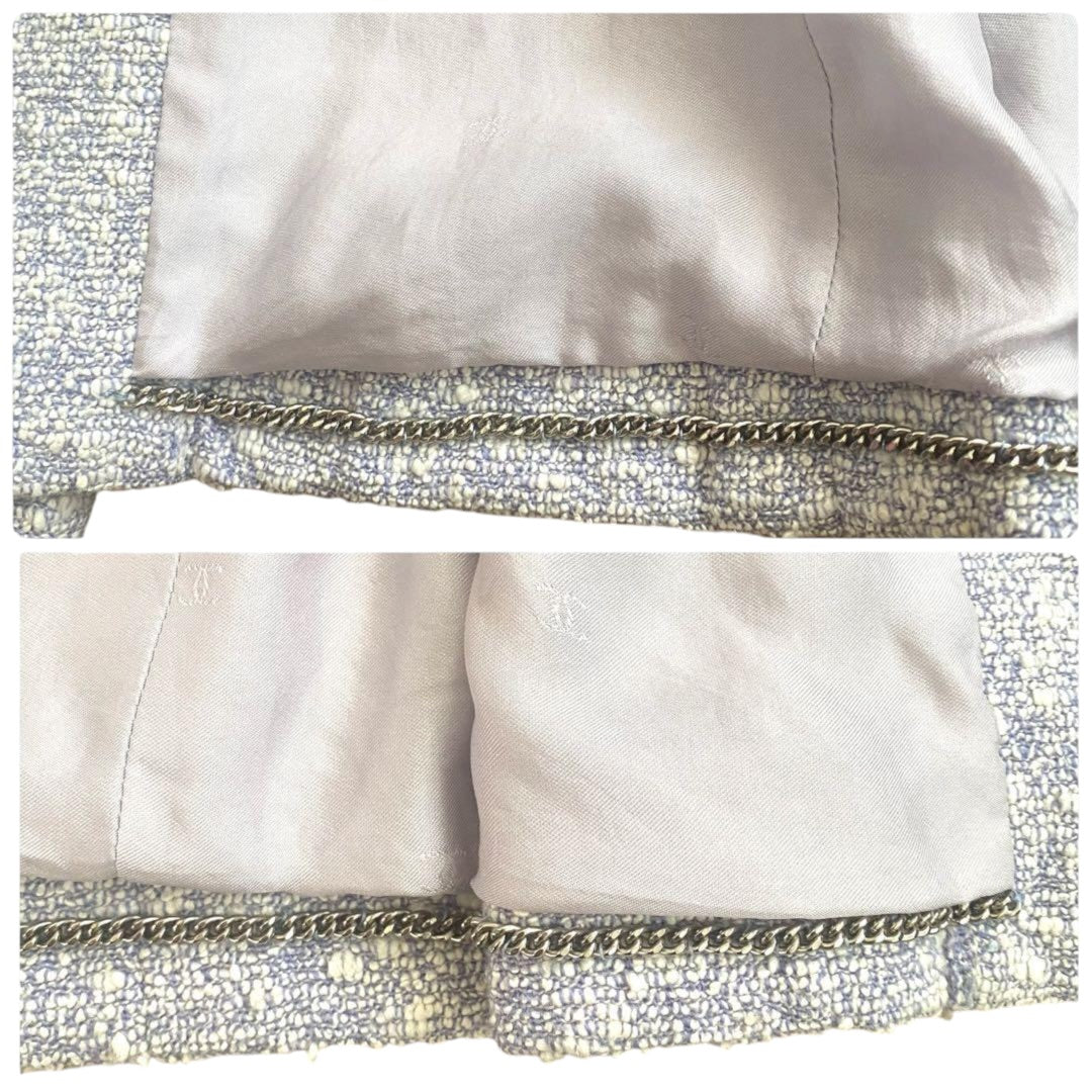 CHANEL 98P Mixed Tweed Jacket & Skirt Set Lavender Size 38