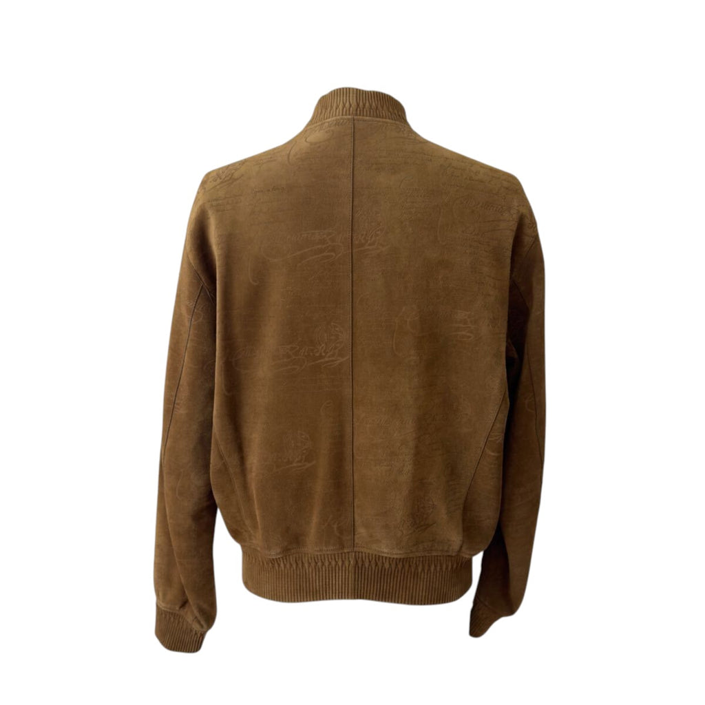 $9000 Berluti 2023 Limited Calligraphy Scritto Suede Leather Bomber Jacket Brown Size 48