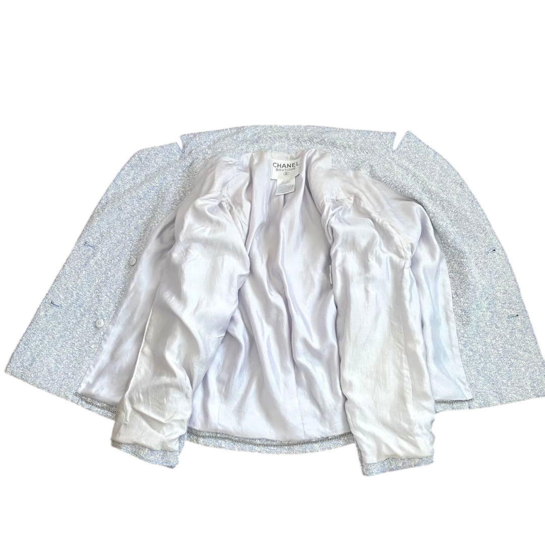 CHANEL 98P Mixed Tweed Jacket & Skirt Set Lavender Size 38