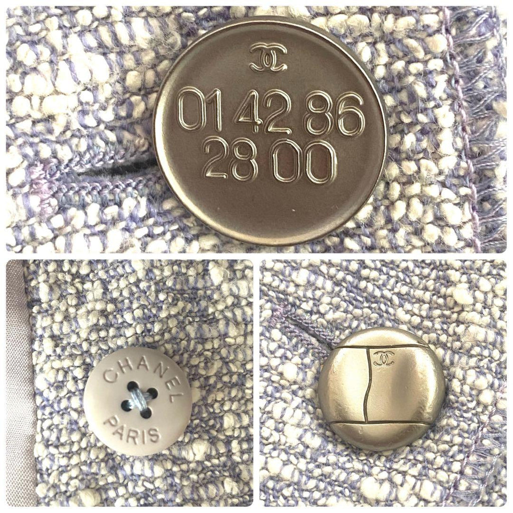 CHANEL 98P Mixed Tweed Jacket & Skirt Set Lavender Size 38