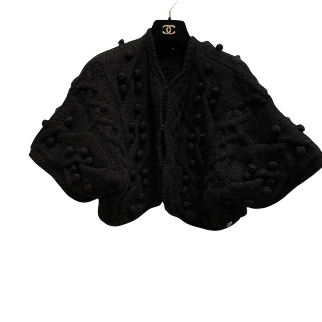 CHANEL 100% Cashmere Knit Bolero Cardigan Black Size 34