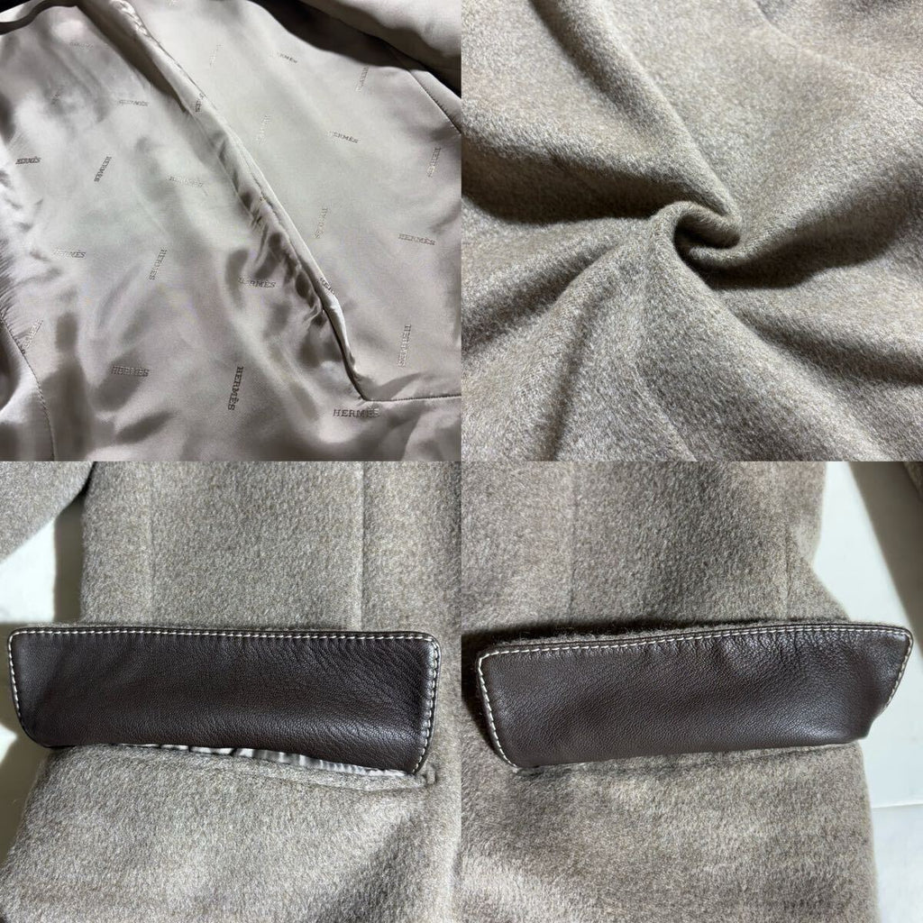 Hermes 100% Cashmere Chester Coat Greige Size 50 XL