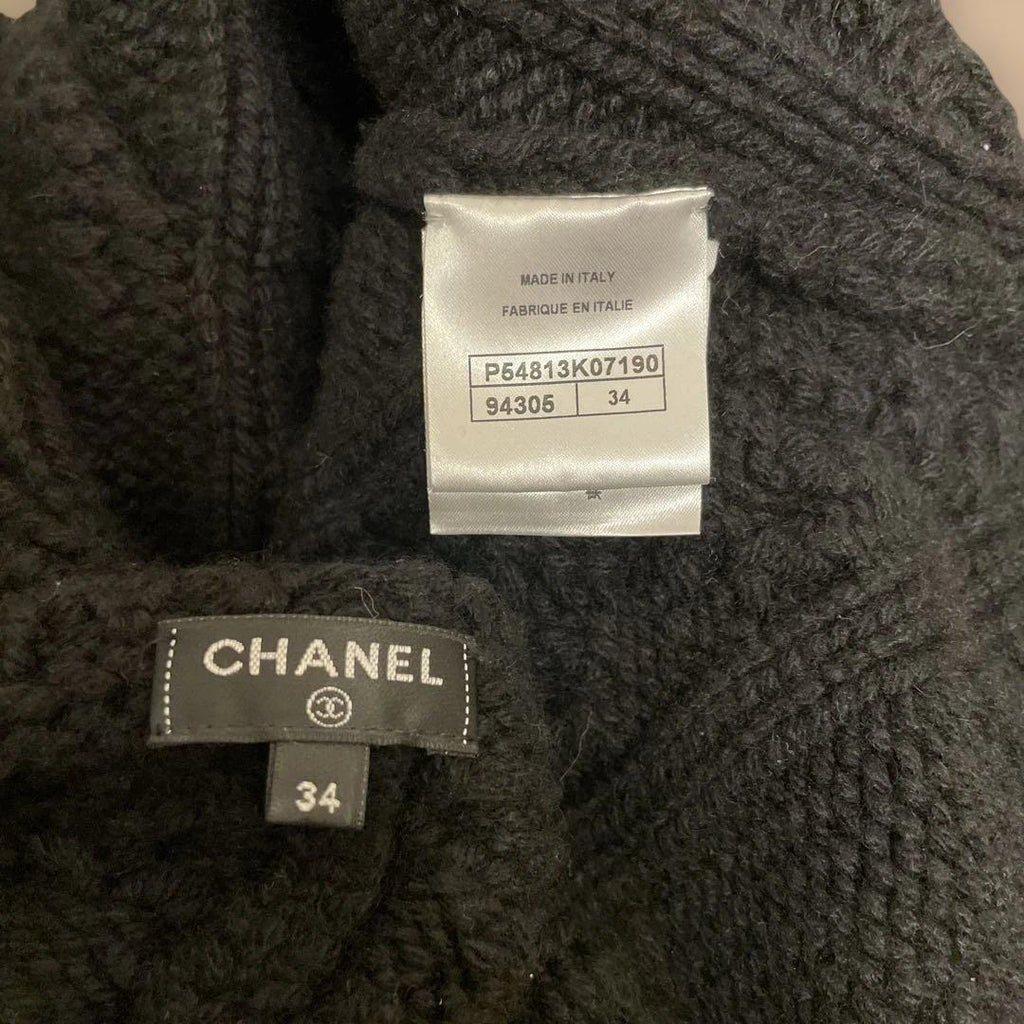 CHANEL 100% Cashmere Knit Bolero Cardigan Black Size 34