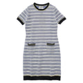 CHANEL Cashmere Wool Striped Sequin Knit Dress Blue & White Size 36