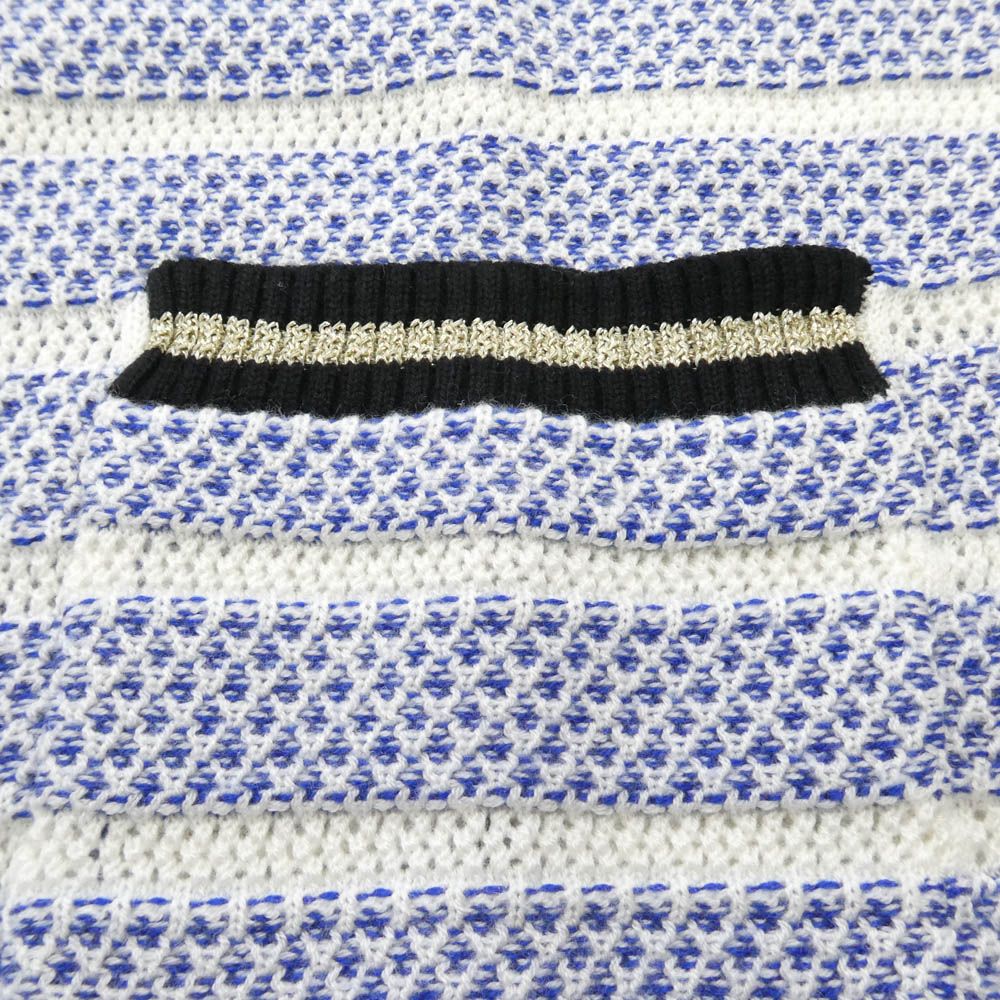 CHANEL Cashmere Wool Striped Sequin Knit Dress Blue & White Size 36