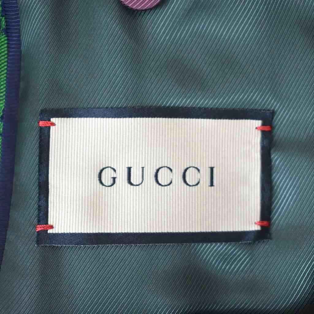 GUCCI GGオールオーバープリント テイラードジャケット サイズ48 — グリーン