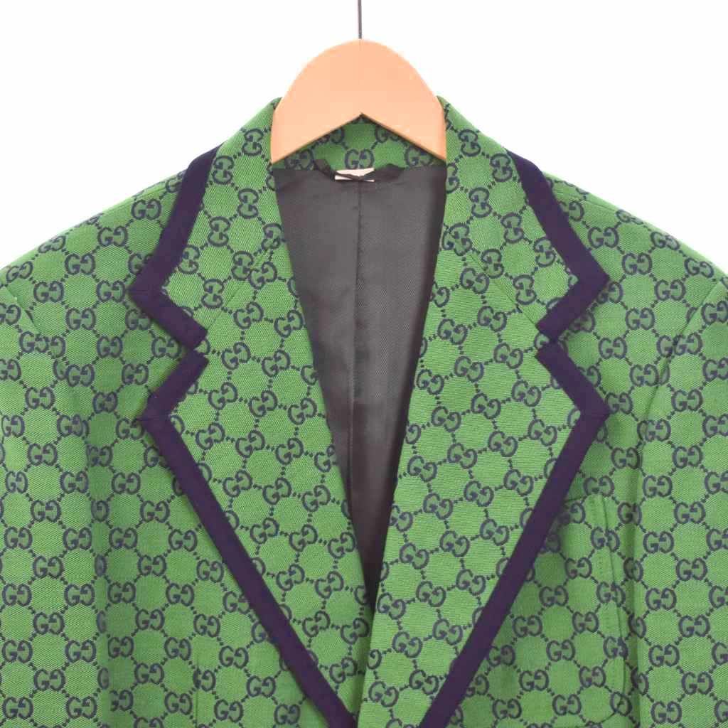 GUCCI GGオールオーバープリント テイラードジャケット サイズ48 — グリーン