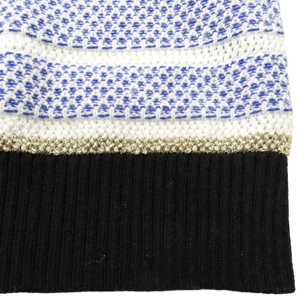 CHANEL Cashmere Wool Striped Sequin Knit Dress Blue & White Size 36