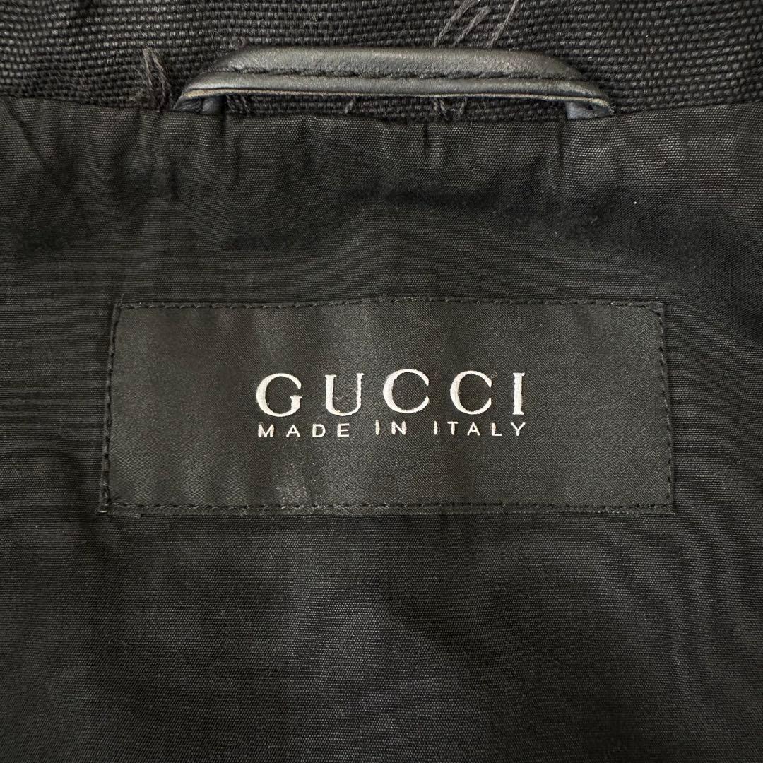 Tom Ford-Era Gucci Genuine Leather Single-Breasted Jacket Navy Size 44