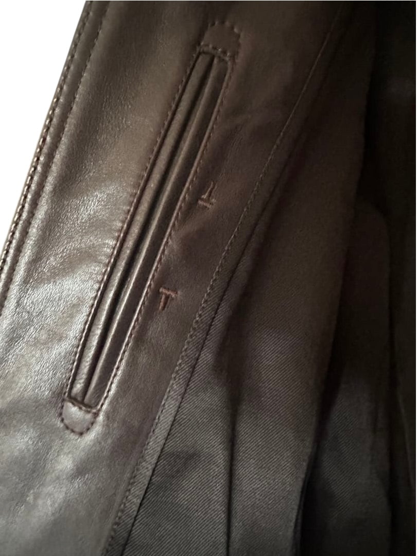 TOM FORD Icon Biker Cowhide Leather Jacket Dark Brown Size 46