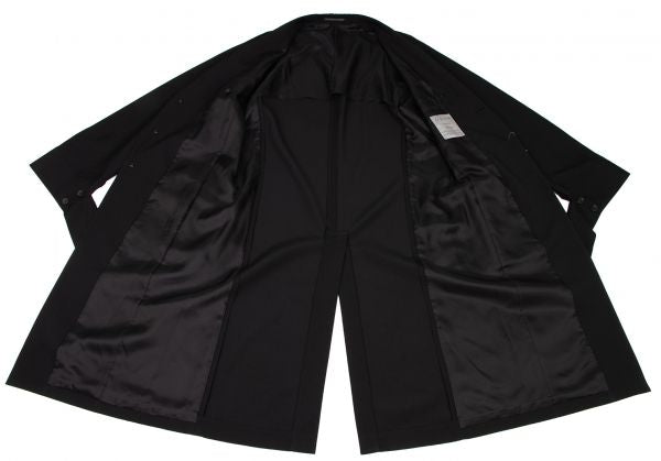 Yohji Yamamoto POUR HOMME Wool Gabardine Sleeve String Long Jacket Size 4 — Black