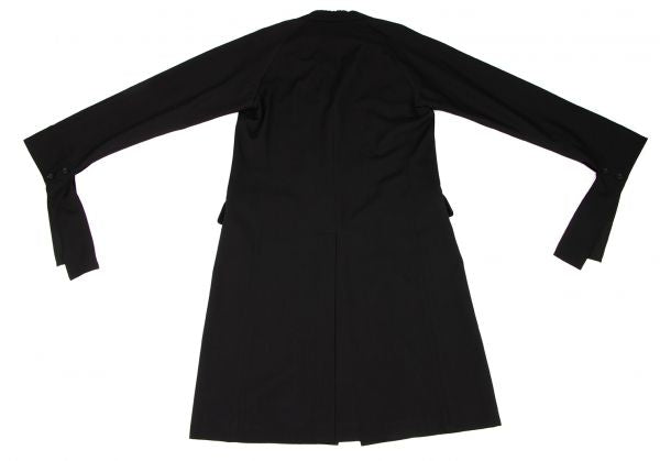 Yohji Yamamoto POUR HOMME Wool Gabardine Sleeve String Long Jacket Size 4 — Black