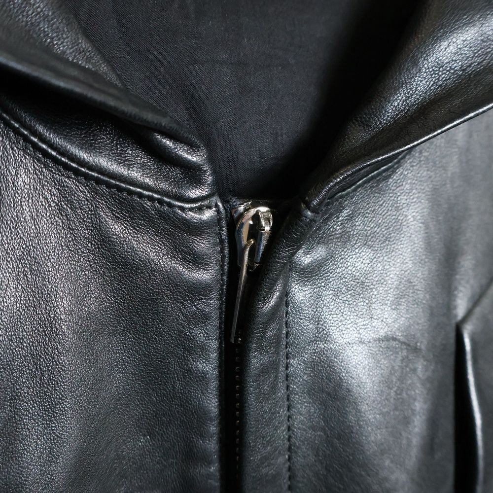 Rick Owens 23SS EDFU Leather Hooded Shearling Jacket Size 44 — Black