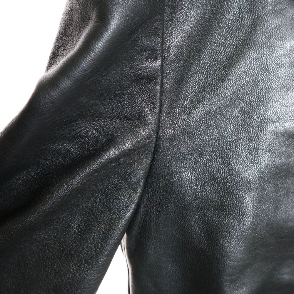Rick Owens 23SS EDFU Leather Hooded Shearling Jacket Size 44 — Black