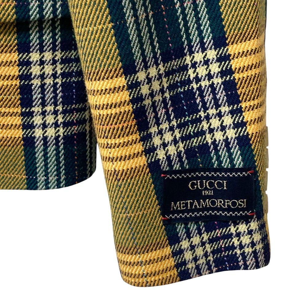 GUCCI METAMORFOSI Check Riders Tailored Jacket Size 46 — Yellow / Green