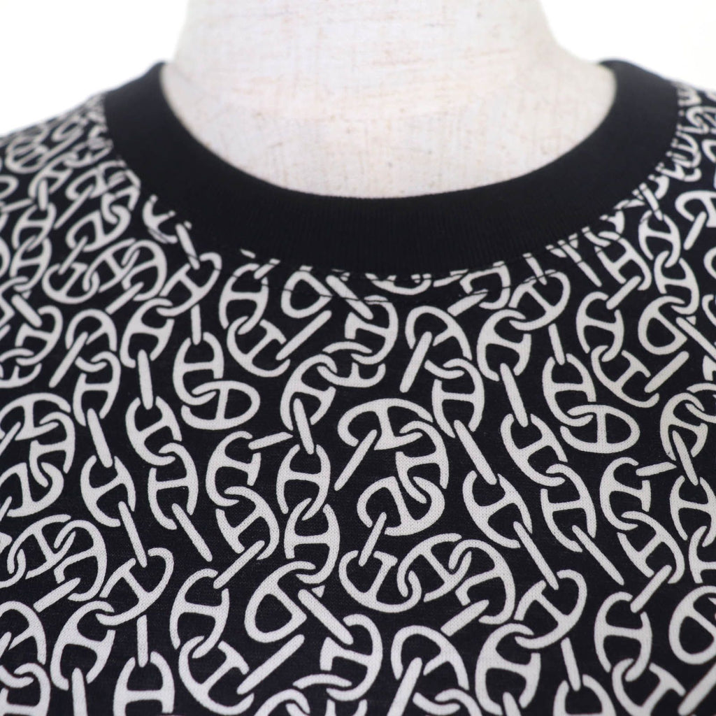 HERMÈS 24SS Chaîne d’Ancre Naoussa Cotton Short-Sleeve Dress – Black & White Size 36