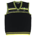 RAF SIMONS × FRED PERRY ウールブレンド Vネックニットベスト – ブラック & イエロー サイズL