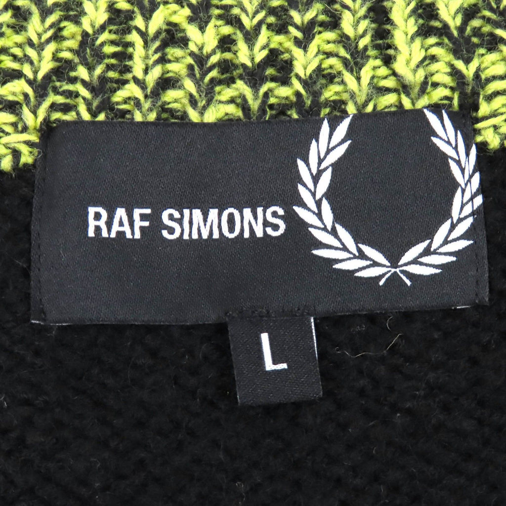 RAF SIMONS × FRED PERRY ウールブレンド Vネックニットベスト – ブラック & イエロー サイズL