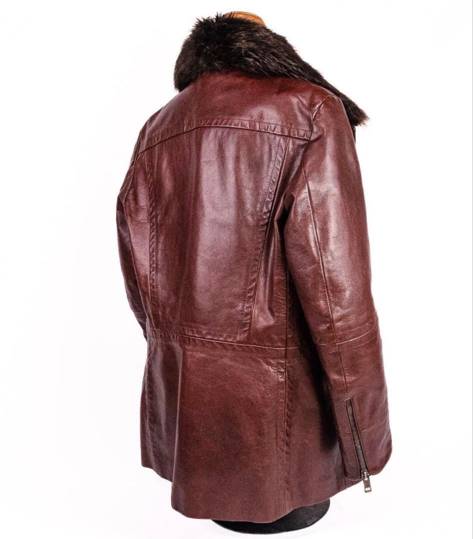 GUCCI Brown Leather Double Rider Biker Jacket Size 48