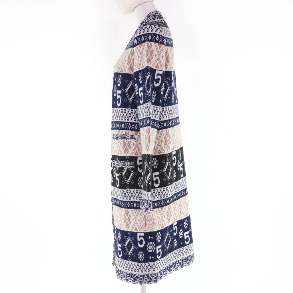CHANEL Cashmere 100% Coco Button All-Over Logo Long Knit Cardigan Size 38 – Multicolor