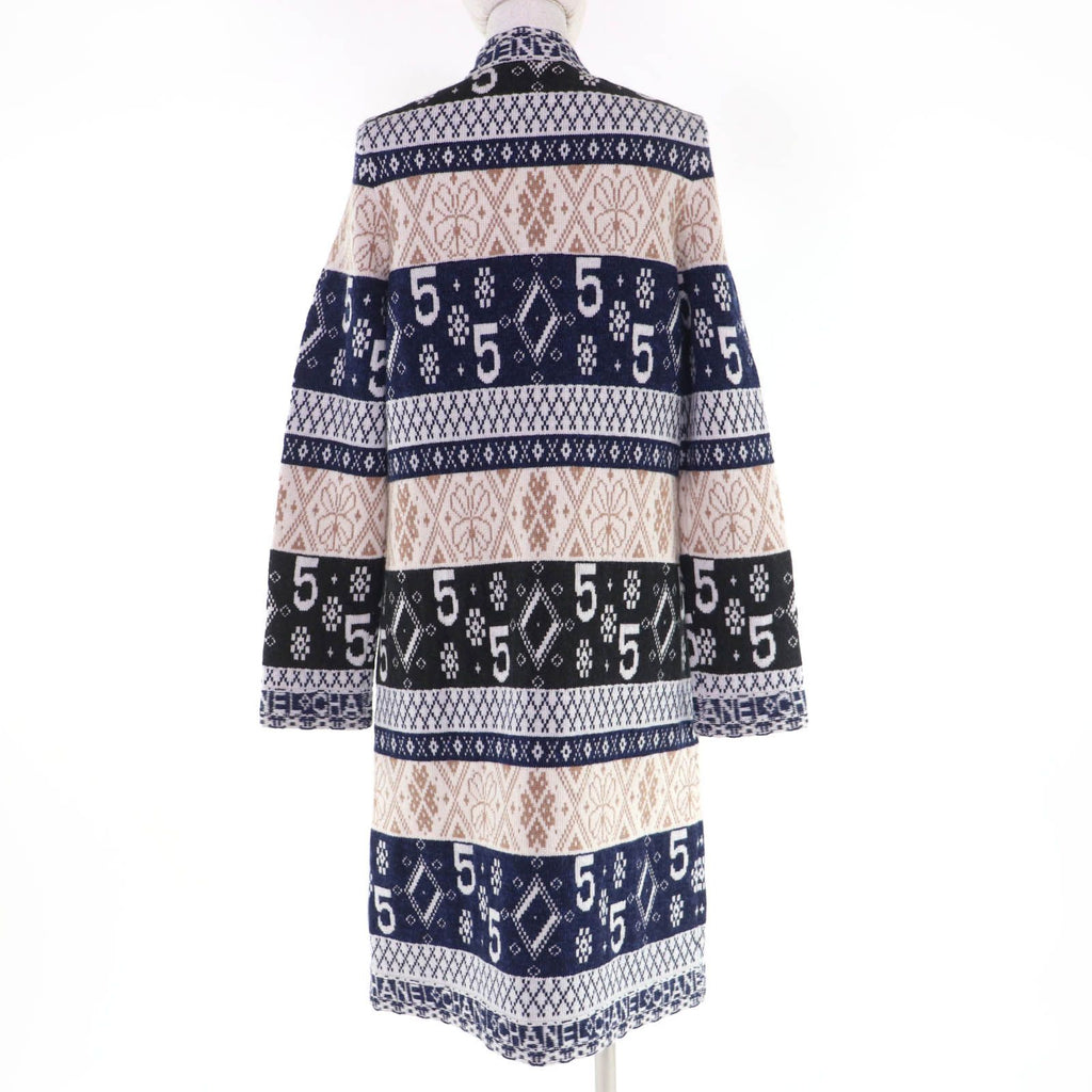 CHANEL Cashmere 100% Coco Button All-Over Logo Long Knit Cardigan Size 38 – Multicolor