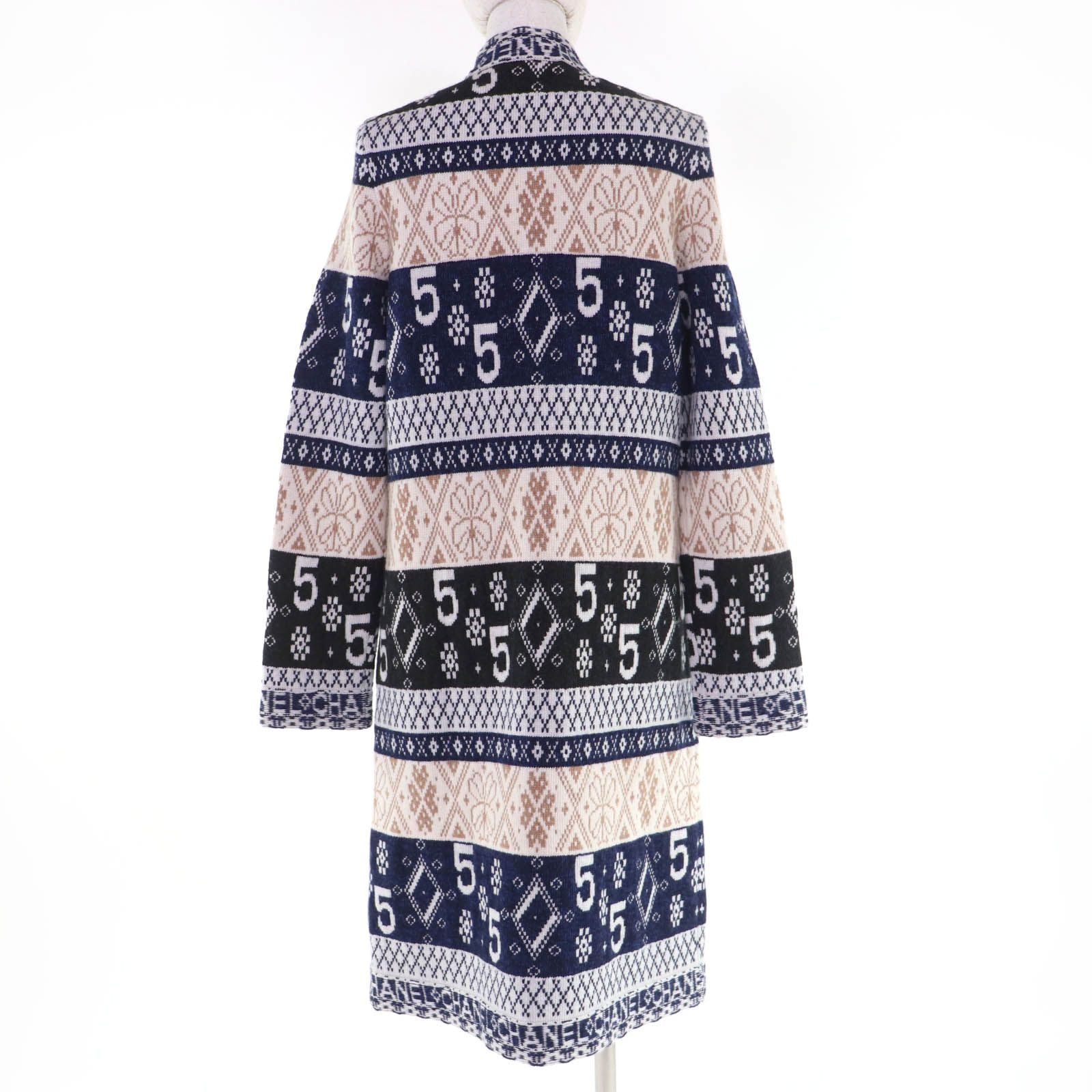 CHANEL Cashmere 100% Coco Button All-Over Logo Long Knit Cardigan Size 38 – Multicolor