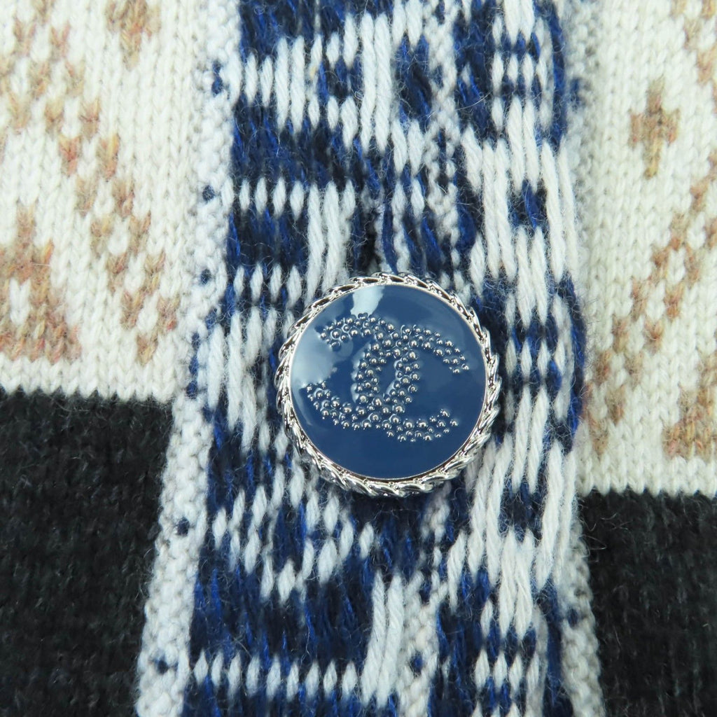CHANEL Cashmere 100% Coco Button All-Over Logo Long Knit Cardigan Size 38 – Multicolor