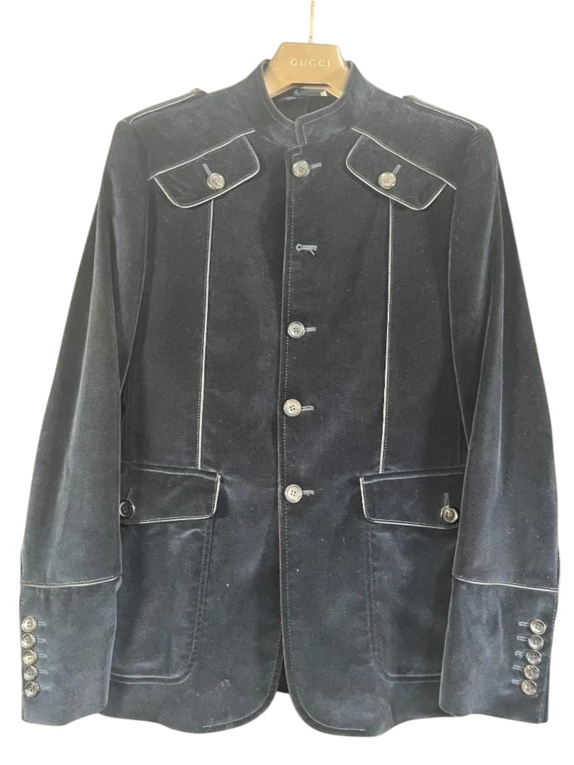 GUCCI Tom Ford-Era Velour Military Jacket Size 44