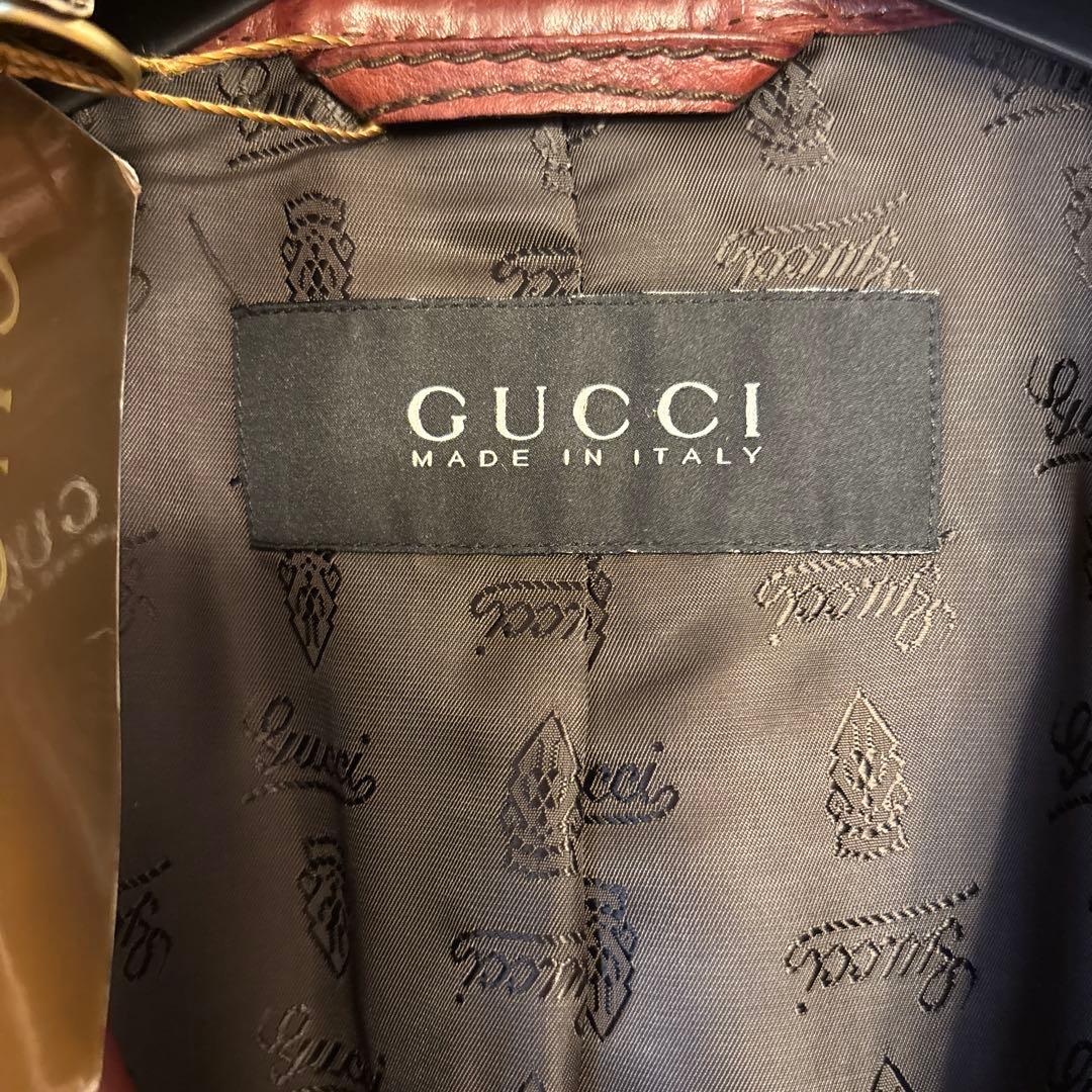 New GUCCI Burgundy Cowhide Leather Jacket Size 44