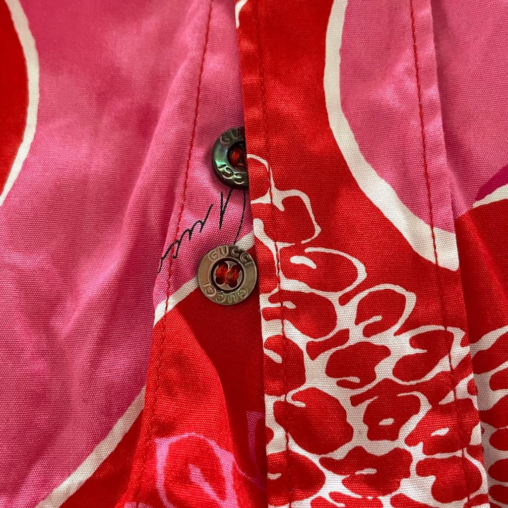 GUCCI Pink and Red Allover Pattern Cotton Long-Sleeve Shirt Size M
