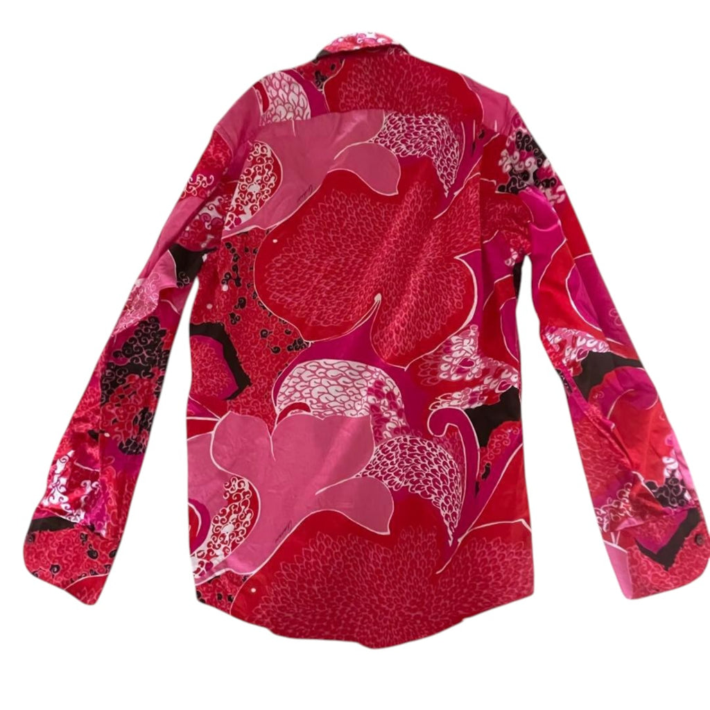 GUCCI Pink and Red Allover Pattern Cotton Long-Sleeve Shirt Size M