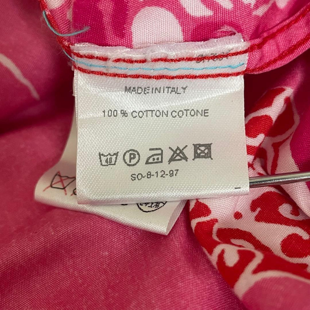 GUCCI Pink and Red Allover Pattern Cotton Long-Sleeve Shirt Size M