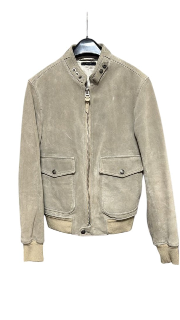 TOM FORD Suede Biker Jacket Beige Size 44