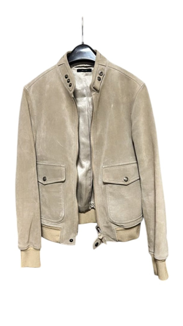TOM FORD Suede Biker Jacket Beige Size 44