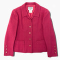 CHANEL 1996 CC Button Tweed Jacket Pink Size 38