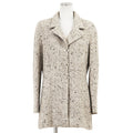 CHANEL 99A Karl Lagerfeld-Era Metallic Tweed Long Jacket Greige Size 40