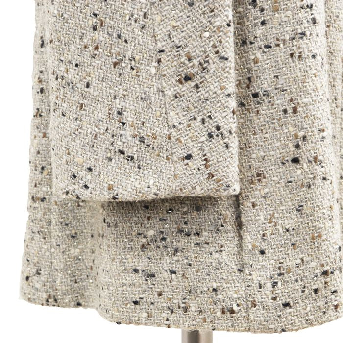 CHANEL 99A Karl Lagerfeld-Era Metallic Tweed Long Jacket Greige Size 40