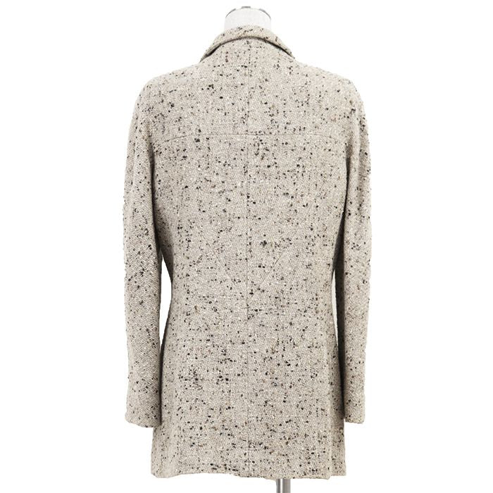 CHANEL 99A Karl Lagerfeld-Era Metallic Tweed Long Jacket Greige Size 40