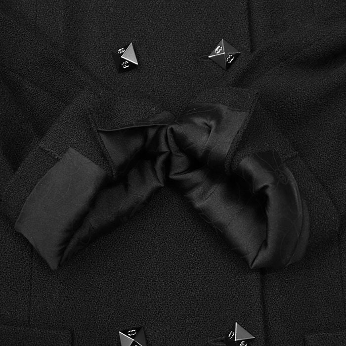 CHANEL 03A Karl Lagerfeld-Era Double-Breasted Coat Black Size 44