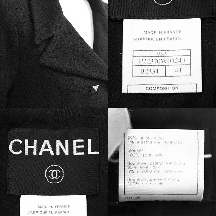 CHANEL 03A Karl Lagerfeld-Era Double-Breasted Coat Black Size 44