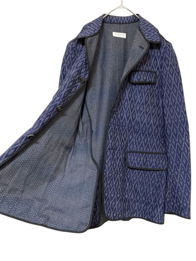 DRIES VAN NOTEN Ikat Geometric Pattern Tailored Jacket Size 44