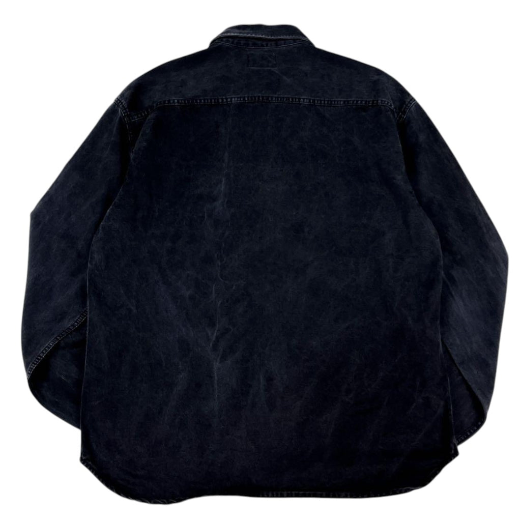 Saint Laurent 2024 Cassandre Embroidered Black Denim Shirt Jacket Size XL