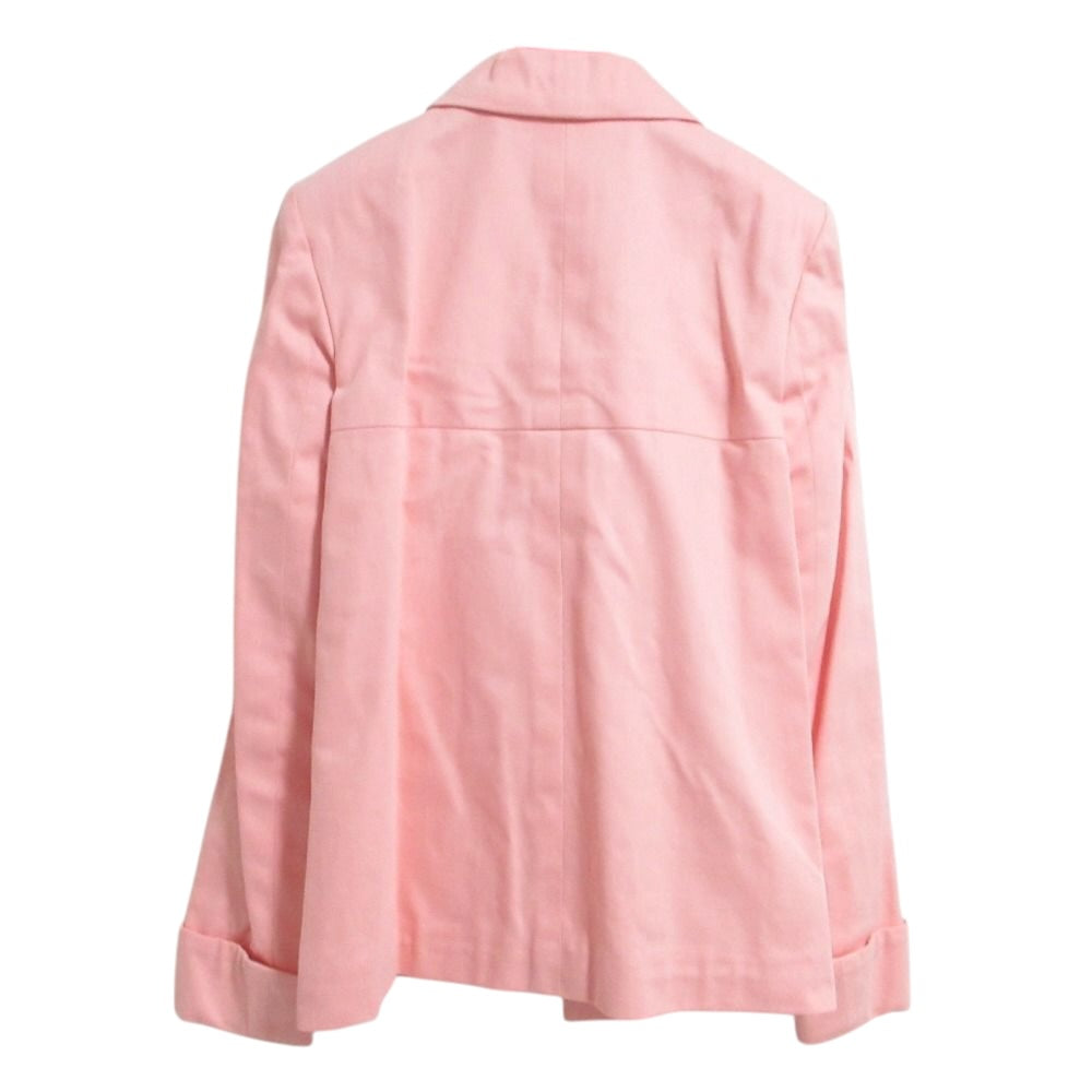 CHANEL 17C Camellia Corsage Cotton Drill Jacket Salmon Pink Size 38