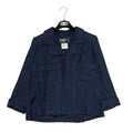 New CHANEL Pleated Tweed Jacket Navy Size 34