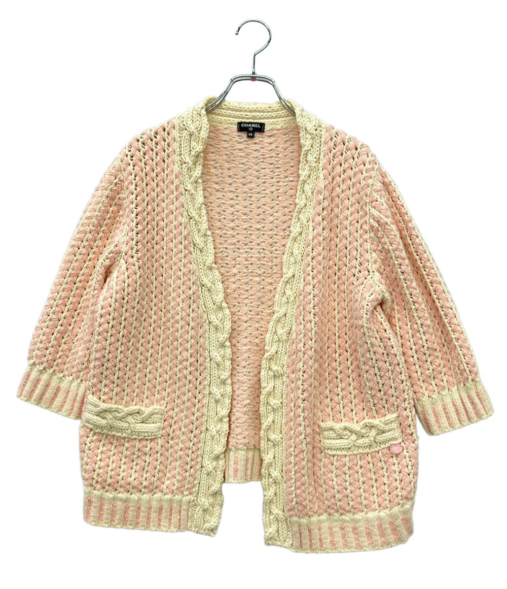 CHANEL Long-Sleeve Cable Knit Cardigan Size 38