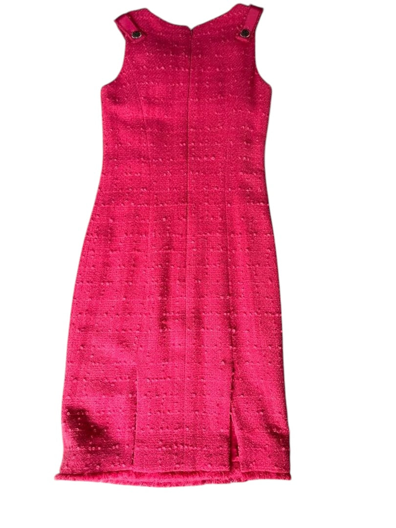 CHANEL Camellia CC Button 2-Way Tweed Dress with Brooch Size 34