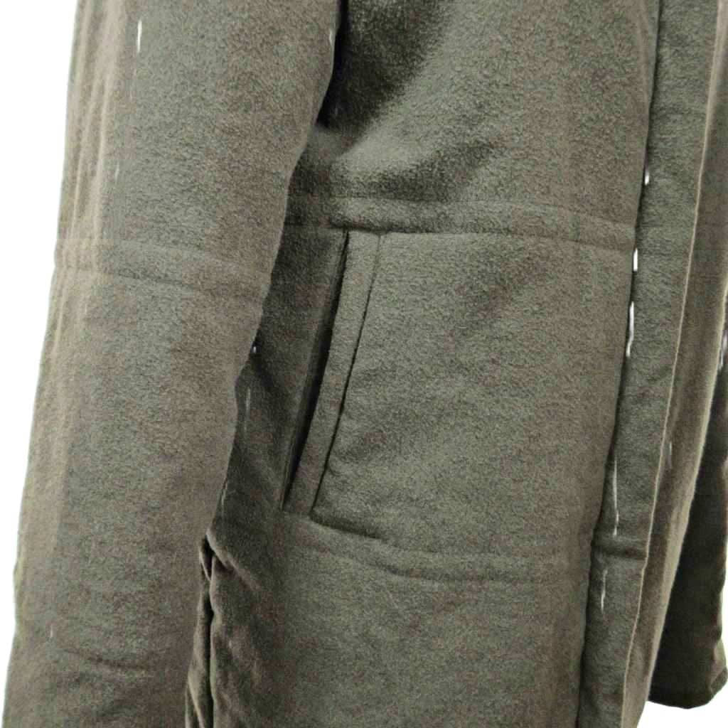 CHANEL 99A Mohair Wool Hooded Down Coat P13881 Khaki Size 38