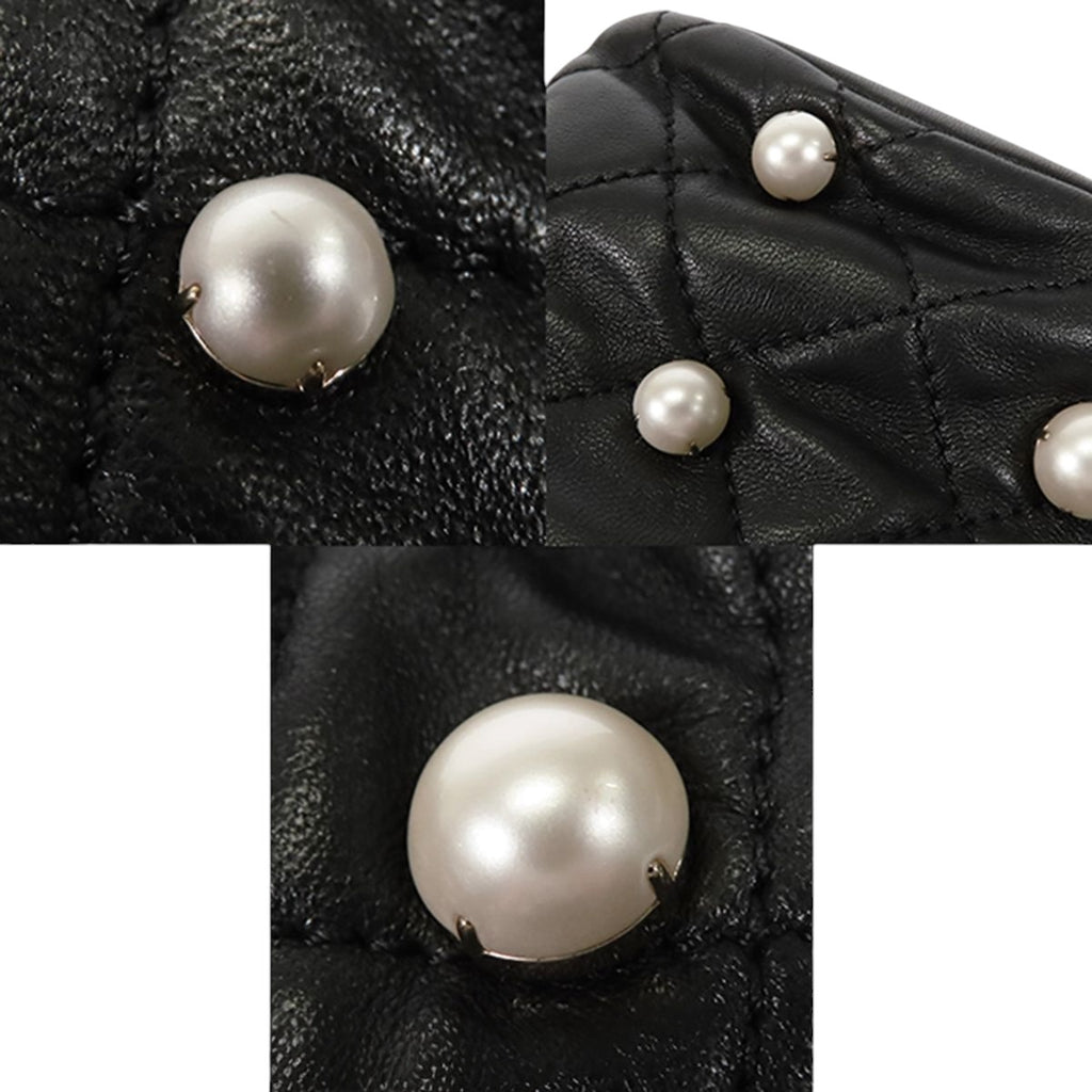 CHANEL Classic Matelasse Bucket Bag with Chain — Black Lambskin & Faux Pearl, Gold Hardware, Series 31