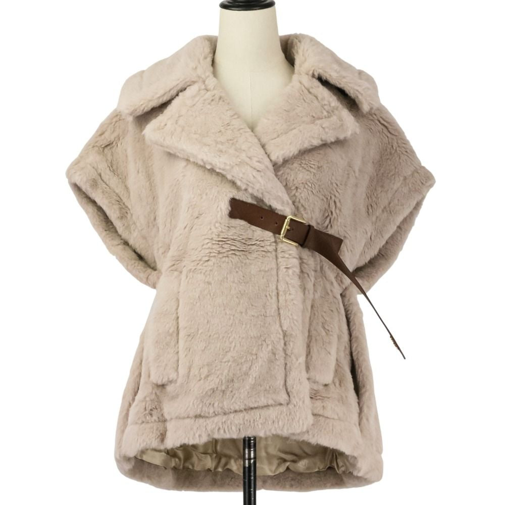 Max Mara 24AW NEWABAVO1 Alpaca Cape Teddy Bear Coat Size S/M Beige — Unworn